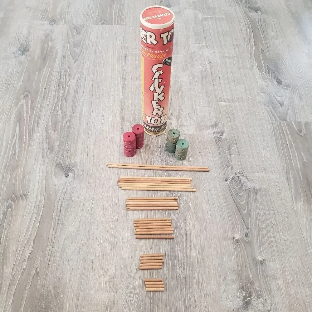 Vintage 50s Original Clinker Toy Building Set #1 Made‎ In Australia Incomplete
